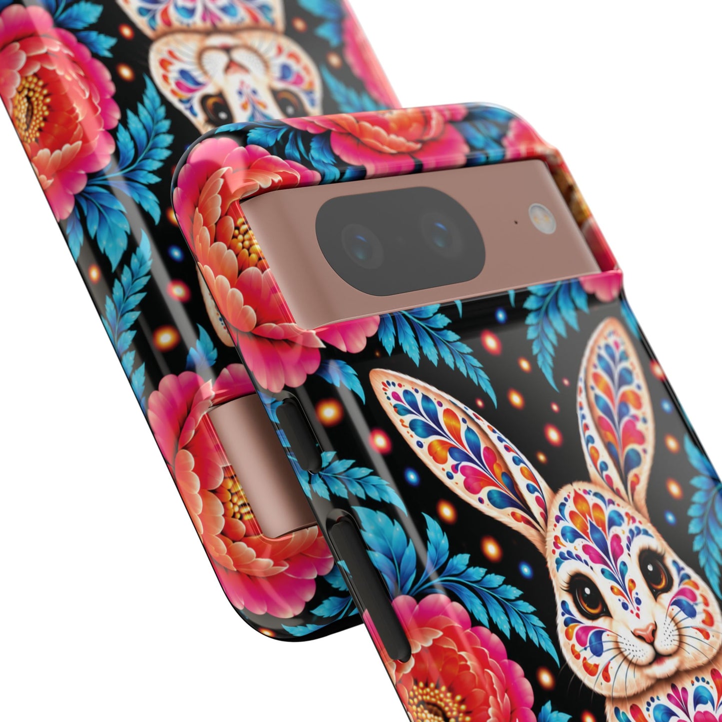 Cute Pink and Turquoise Calavera Bunny Phone Case - Multicolor Phone Case