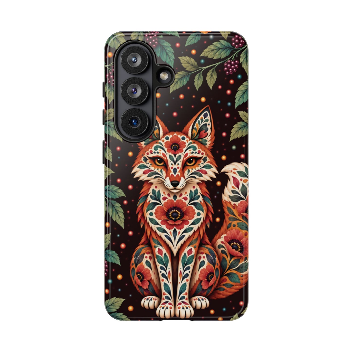 Vibrant Terracotta and Teal Calavera Fox Phone Case - Multicolor Phone Case - Samsung Galaxy S26 / Glossy