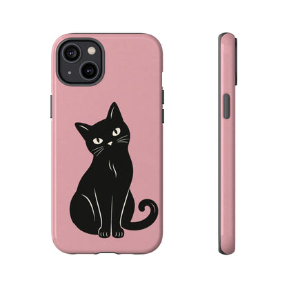 Minimalist Blush Pink & Black Cat Phone Case