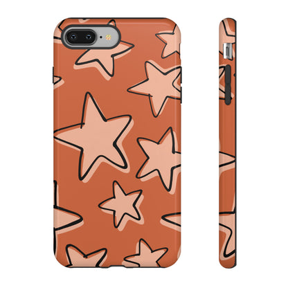 Burnt Orange Doodle Star Phone Case