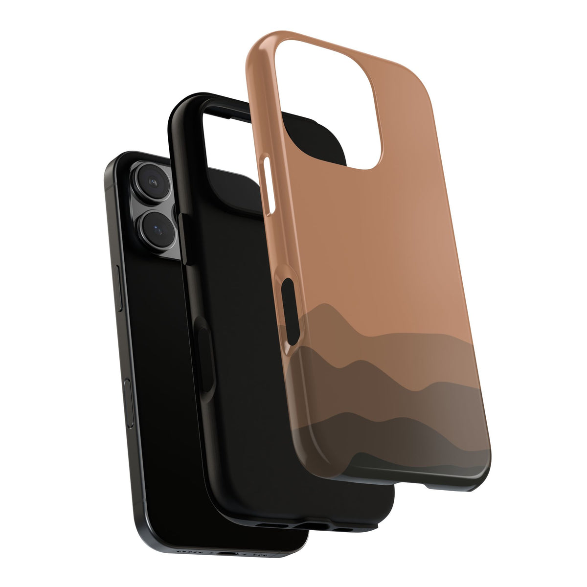 Brown Abstract Waves Protective Phone Case - Brown Phone Case