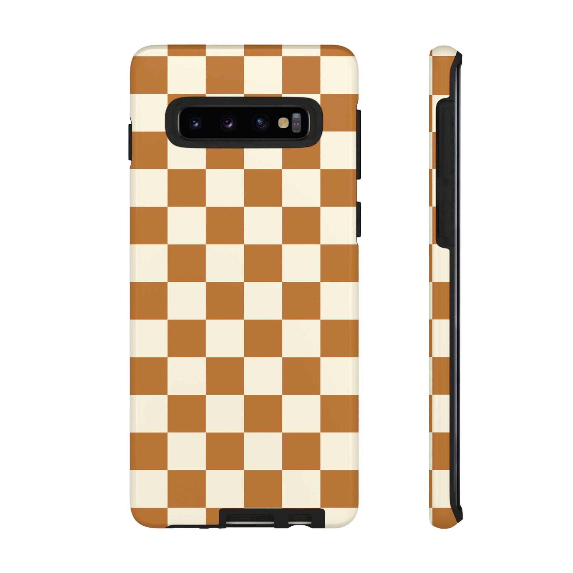 Orange & White Checked Pattern Phone Case - Orange Phone Case