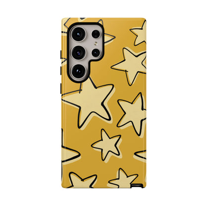 Golden Yellow Doodle Star Phone Case