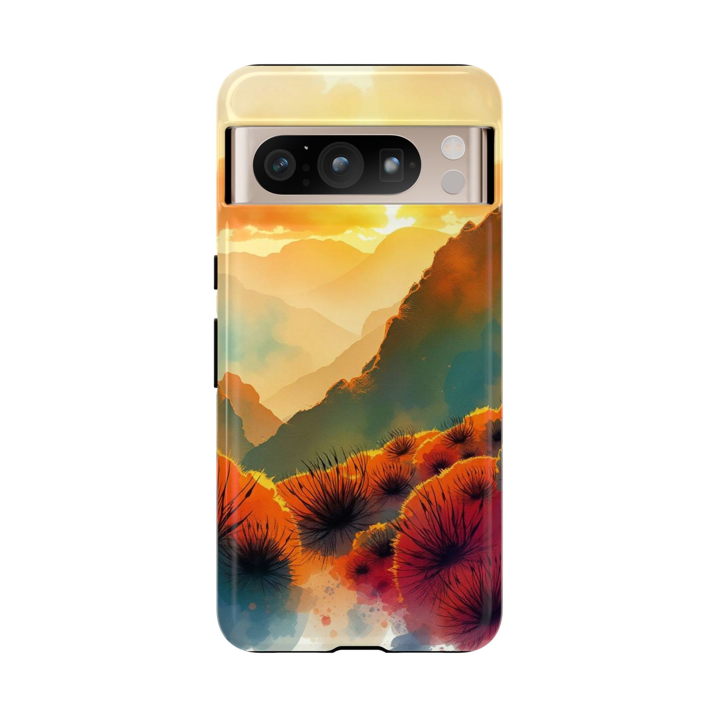 Google Pixel 8 Pro / Glossy Phone Case - Ideallic Watercolour Sunset Design Phone Case