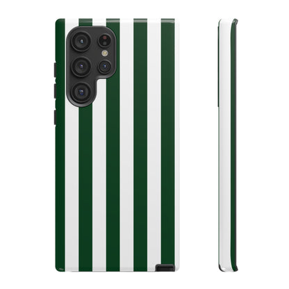 Samsung Galaxy S22 Ultra / Glossy Phone Case - Simple Dark Green & White Stripe Pattern Phone Case