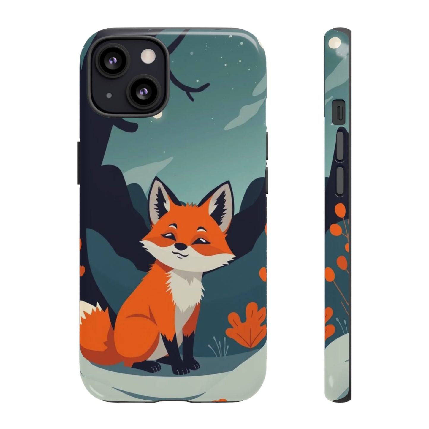 iPhone 13 / Glossy Phone Case - Cute Fox Design Phone Case