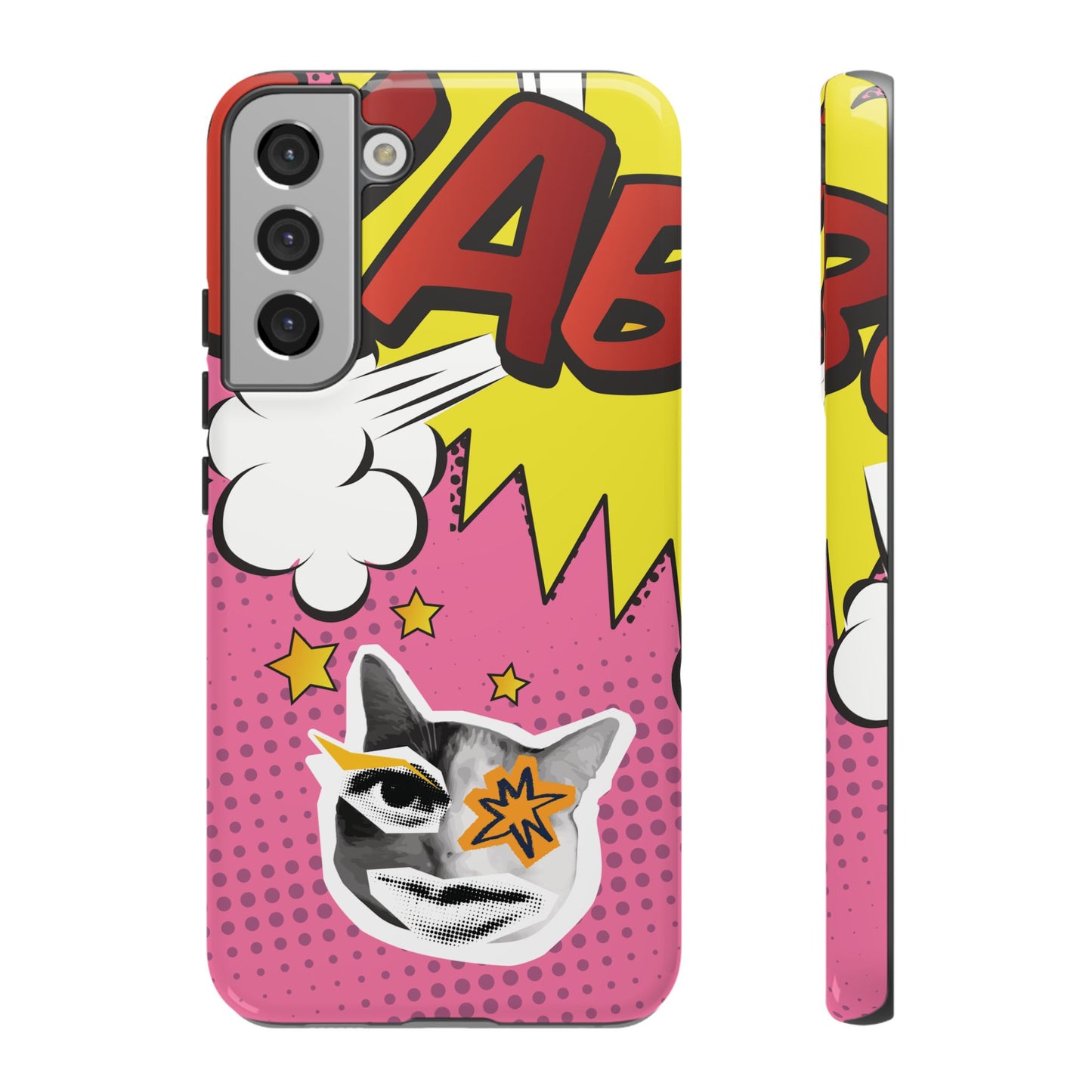 Bold Pink Pop Art Cat Phone Case - Pink Phone Case - Samsung Galaxy S22 Plus / Glossy