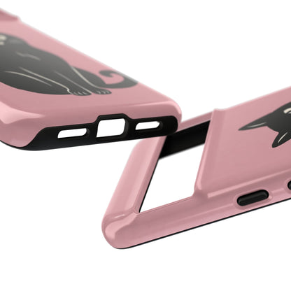 Minimalist Blush Pink & Black Cat Phone Case