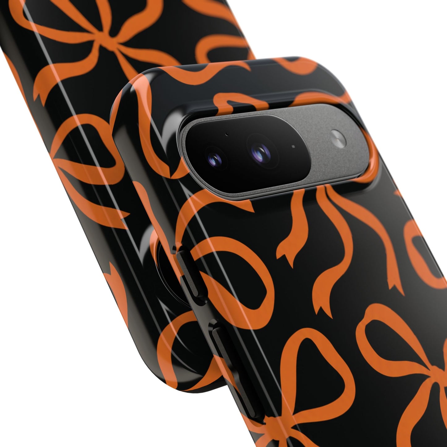 Bold Black and Burnt Orange Bow Pattern Phone Case
