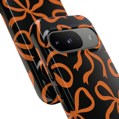 Bold Black and Burnt Orange Bow Pattern Phone Case