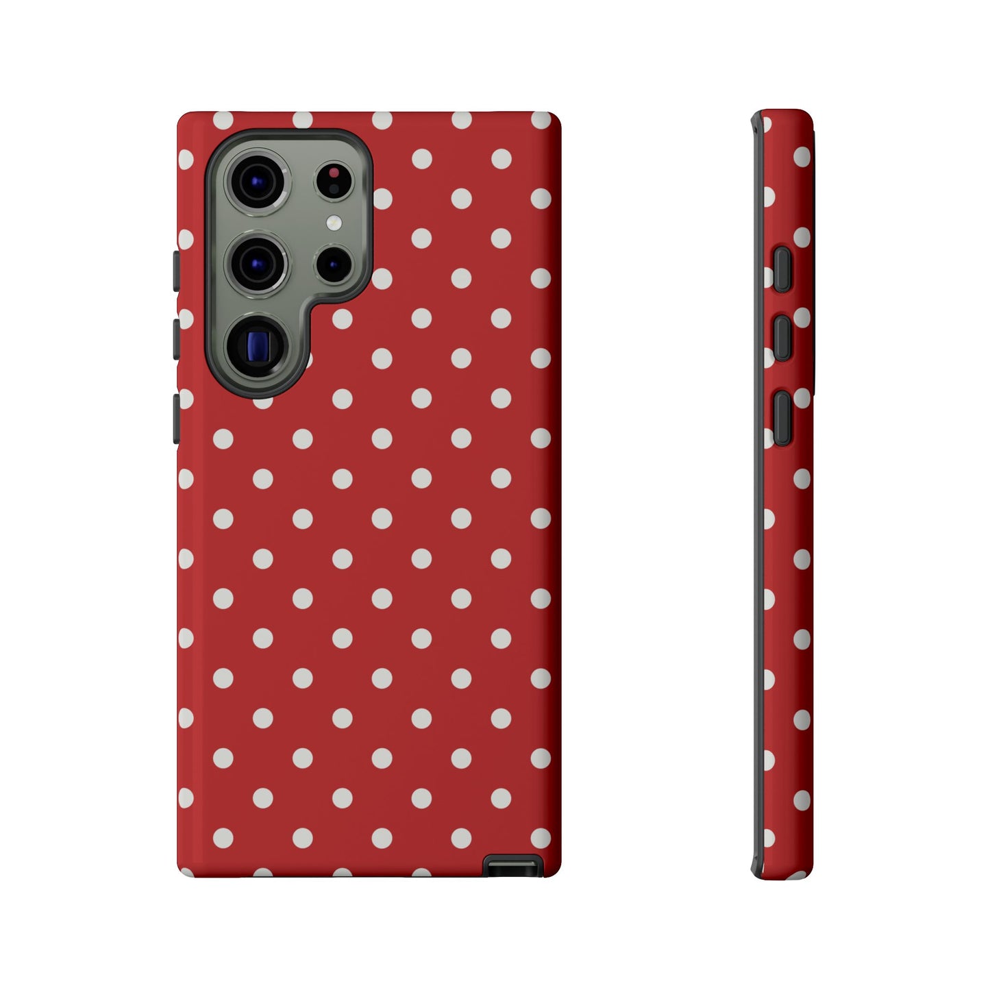 Samsung Galaxy S23 Ultra / Glossy Phone Case - Red with White Dot Pattern Phone Case
