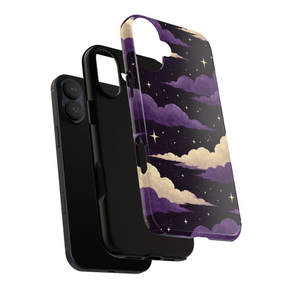 Illustrated Purple Clouds & Stars Phone Case