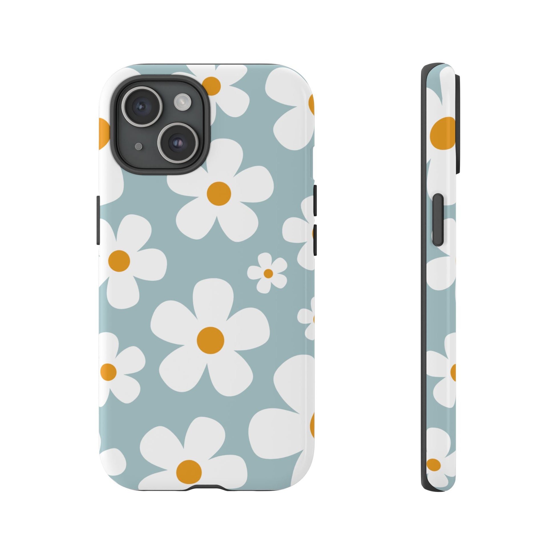 Cute Blue Daisy Pattern Phone Case - Blue Phone Case - iPhone 15 / Glossy