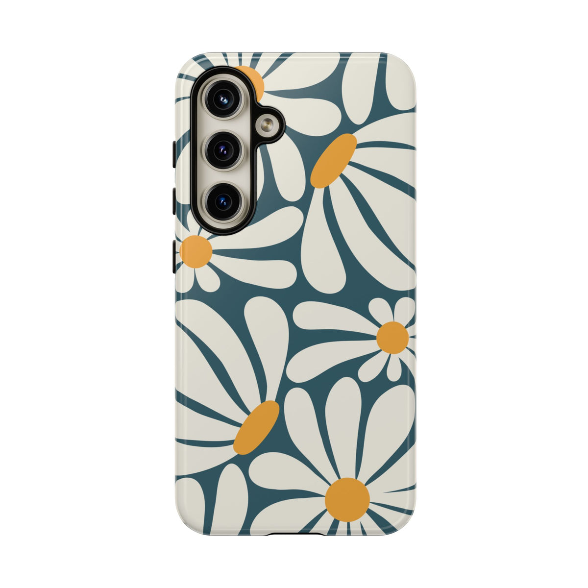 Retro Blue Daisy Pattern Phone Case - Blue Phone Case - Samsung Galaxy S24 / Glossy