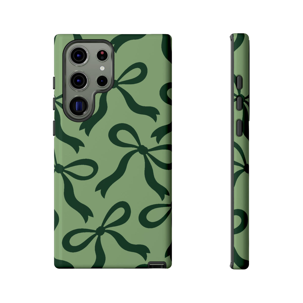 Bold Sage Green and Forest Green Bow Pattern Phone Case - Green Phone Case - Samsung Galaxy S23 Ultra / Glossy