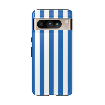 Google Pixel 8 Pro / Glossy Phone Case - Simple Light Blue & White Stripe Pattern Phone Case