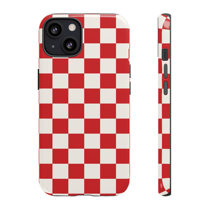 iPhone 13 / Glossy Phone Case - ’Red Checkered Pattern’ Phone Case