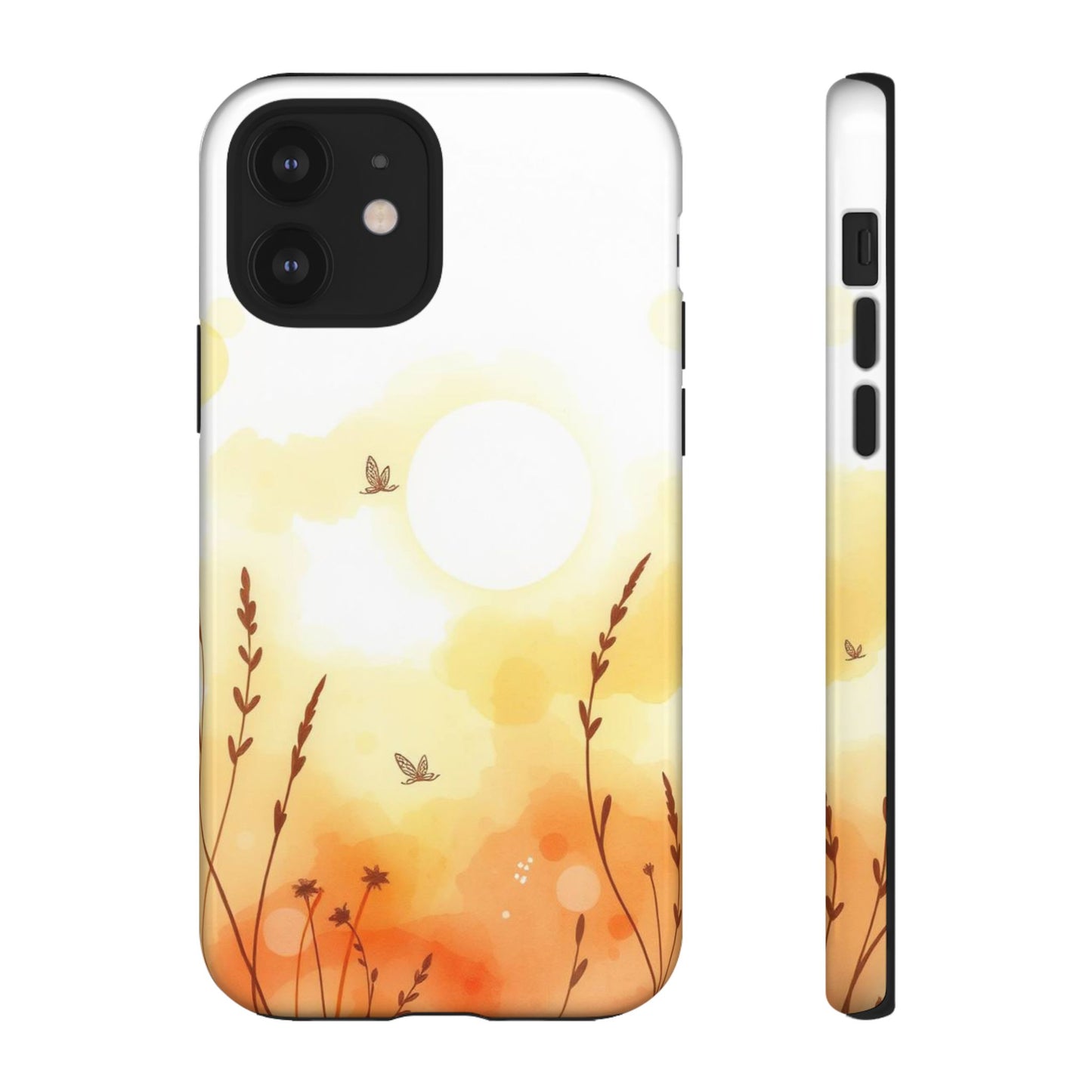 iPhone 12 / Glossy Phone Case - Boho Chic Watercolour Wildflower Pattern Phone Case
