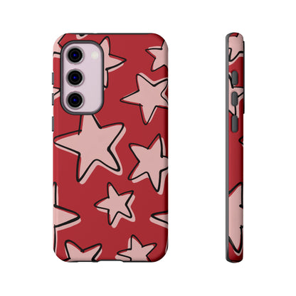 Cherry Red Doodle Star Phone Case