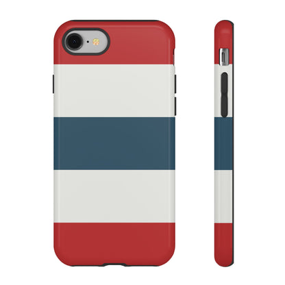iPhone 8 / Glossy Phone Case - Red White & Blue Horizontal Stripe Pattern Phone Case