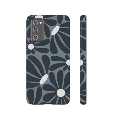 Samsung Galaxy S20 FE / Glossy Phone Case - ’Retro Navy Blue & White Daisy Pattern’ Phone Case