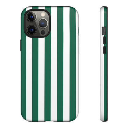 iPhone 12 Pro Max / Glossy Phone Case - Simple Green & White Stripe Pattern Phone Case