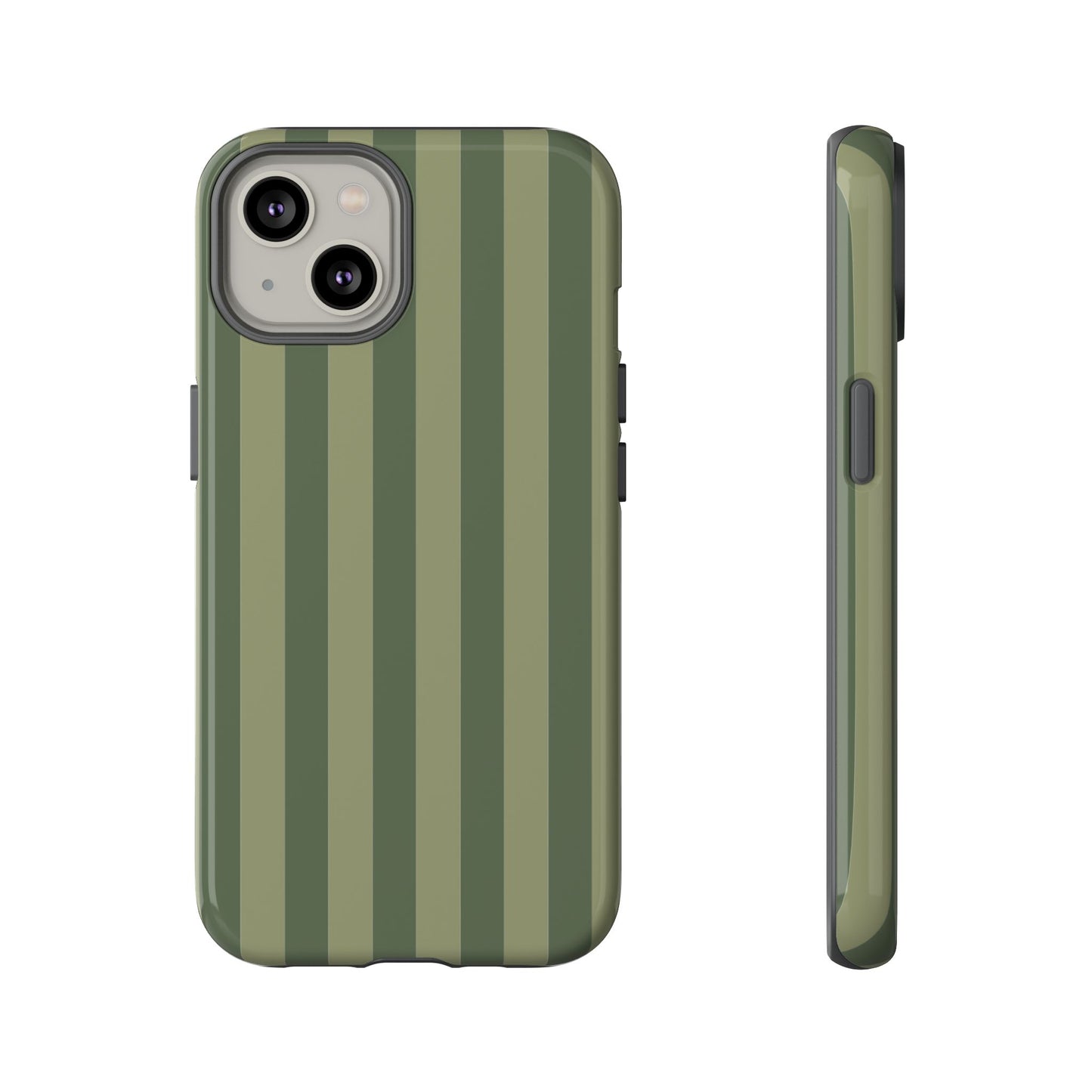 iPhone 14 / Glossy Phone Case - ’Green Stripe Pattern’ Phone Case