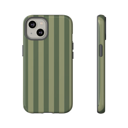 iPhone 14 / Glossy Phone Case - ’Green Stripe Pattern’ Phone Case