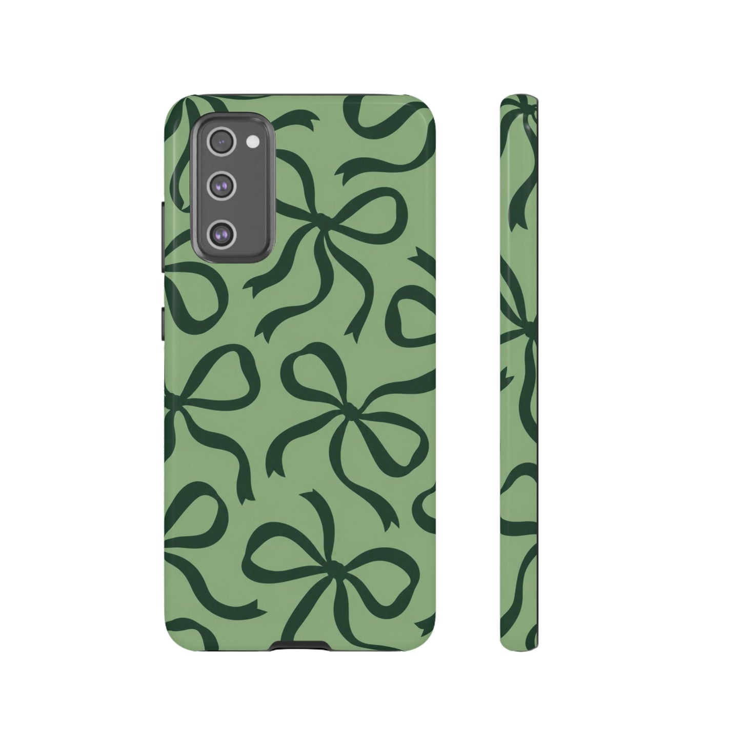 Bold Sage Green and Forest Green Bow Pattern Phone Case