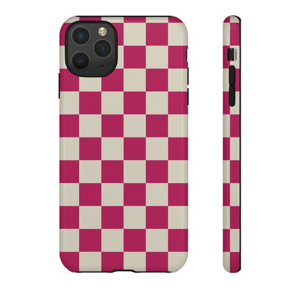Pink & White Checked Pattern Phone Case - Pink Phone Case - iPhone 11 Pro Max / Glossy