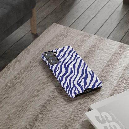 Stylish Electric Blue Zebra Print Phone Case