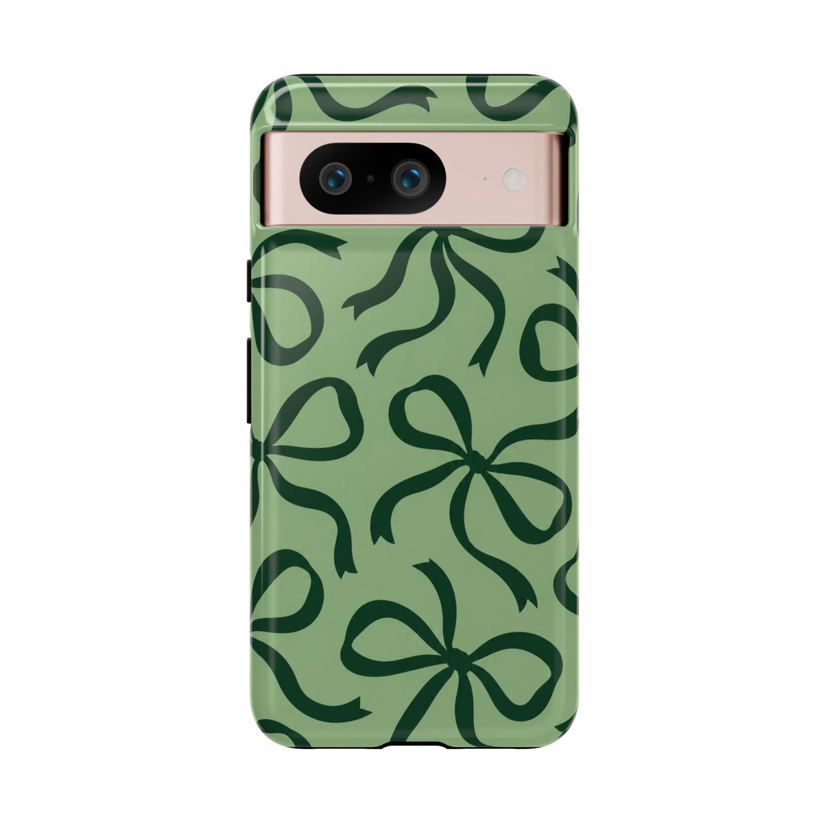 Bold Sage Green and Forest Green Bow Pattern Phone Case