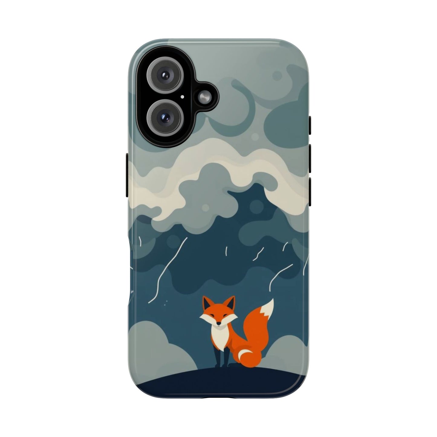 iPhone 16 / Glossy Phone Case - Stormy Fox Design Phone Case