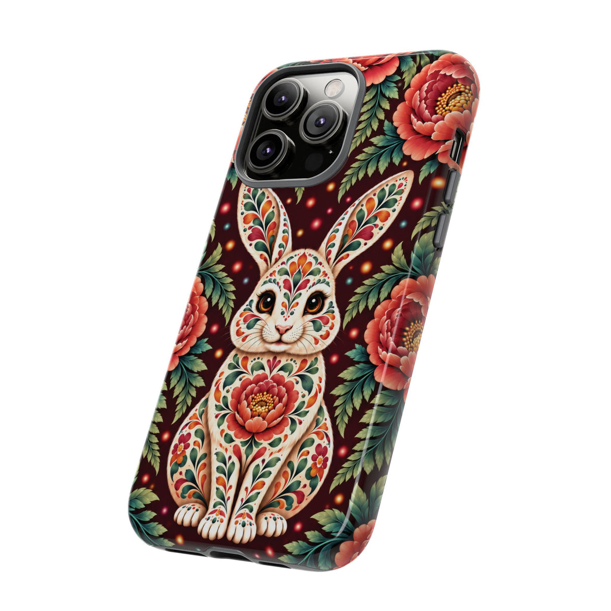 Cute Terracotta and Teal Calavera Bunny Phone Case - Phone Case