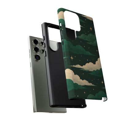 Illustrated Emerald Green Clouds & Stars Phone Case