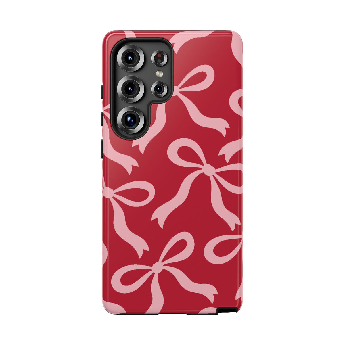 Bold Raspberry Red and Blush Pink Bow Pattern Phone Case - Red Phone Case - Samsung Galaxy S25 Ultra / Glossy