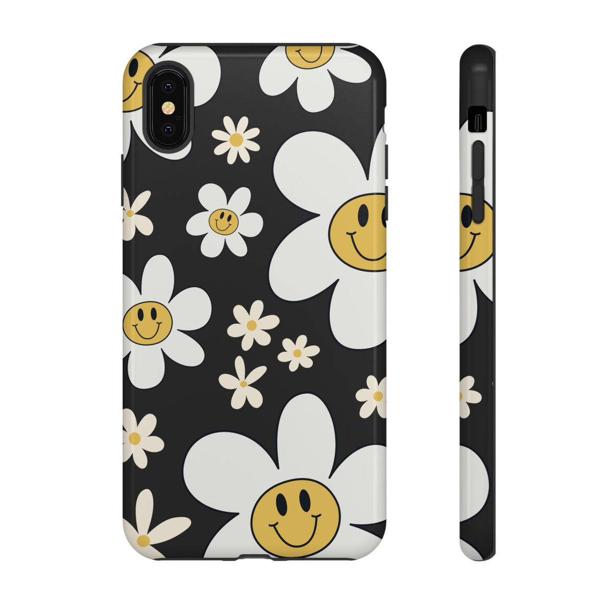 Fun Retro Daisy Pattern with Dark Grey Background Phone Case - Grey Phone Case - iPhone XS MAX / Glossy