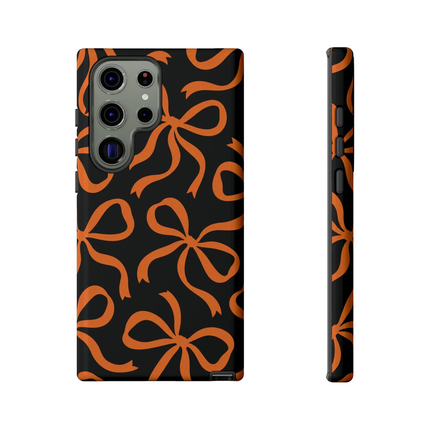 Bold Black and Burnt Orange Bow Pattern Phone Case