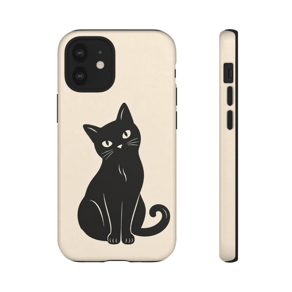 Minimalist Cream & Black Cat Phone Case