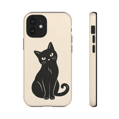 Minimalist Cream & Black Cat Phone Case