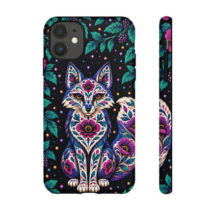 Vibrant Purple and Teal Calavera Fox Phone Case - Multicolor Phone Case - iPhone 11 / Glossy