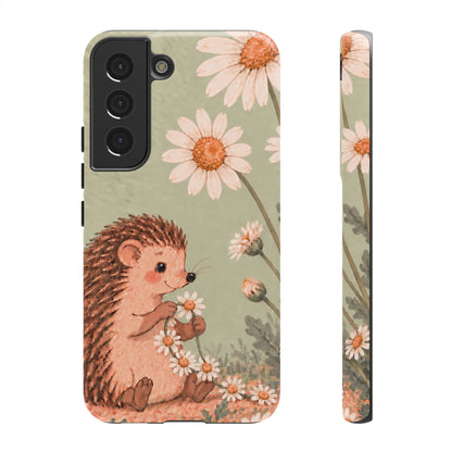 Whimsical Sage Green Hedgehog and Daisy Chain Phone Case - Green Phone Case - Samsung Galaxy S22 / Glossy