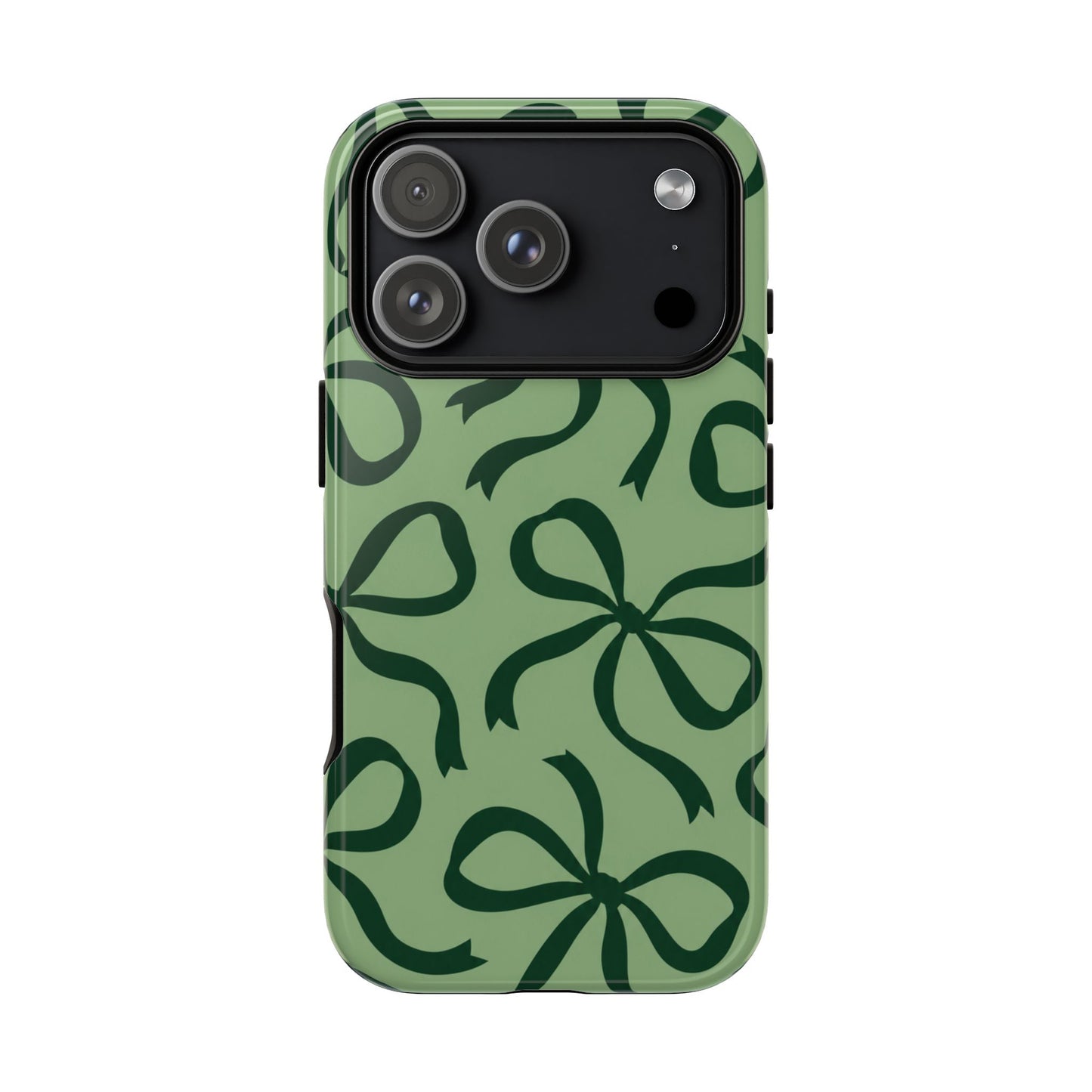 Bold Sage Green and Forest Green Bow Pattern Phone Case