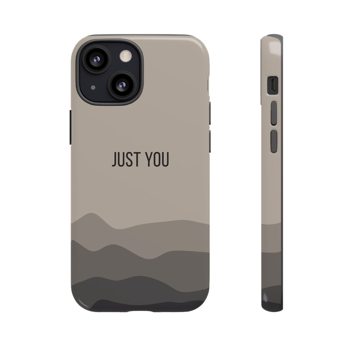iPhone 13 Mini / Glossy Phone Case - Minimalist Beige Waves ’Just You’ Statement Phone Case
