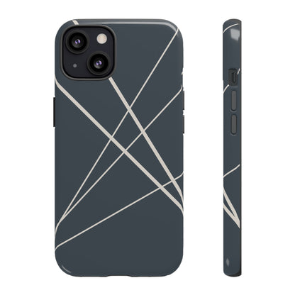 iPhone 13 / Glossy Phone Case - Abstract Blue with Beige Lines Phone Case