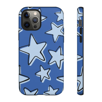 Cobalt Blue Doodle Star Phone Case