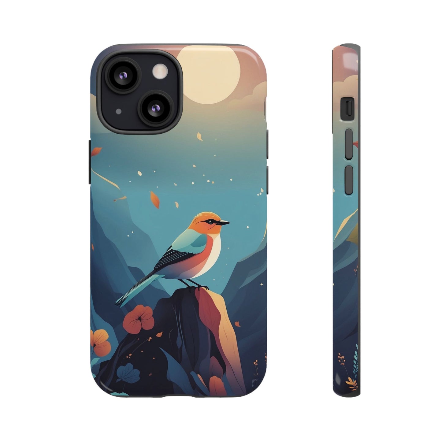 iPhone 13 Mini / Glossy Phone Case - Stylised Bird Design Phone Case