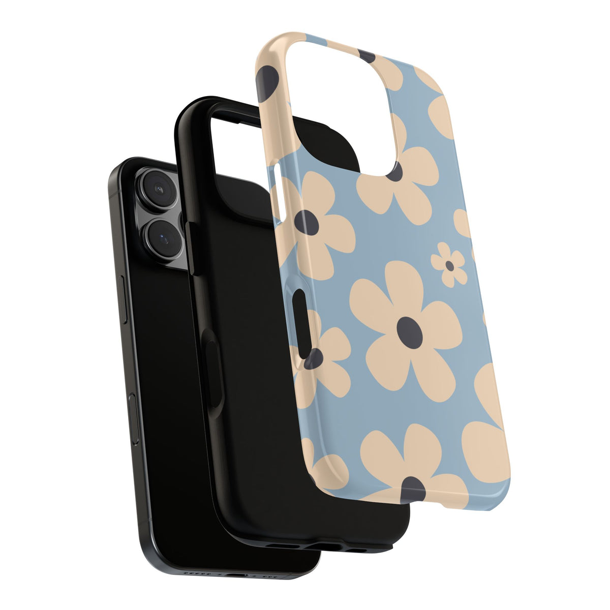 Cute Light Blue & Cream Daisy Pattern Phone Case - Blue Phone Case