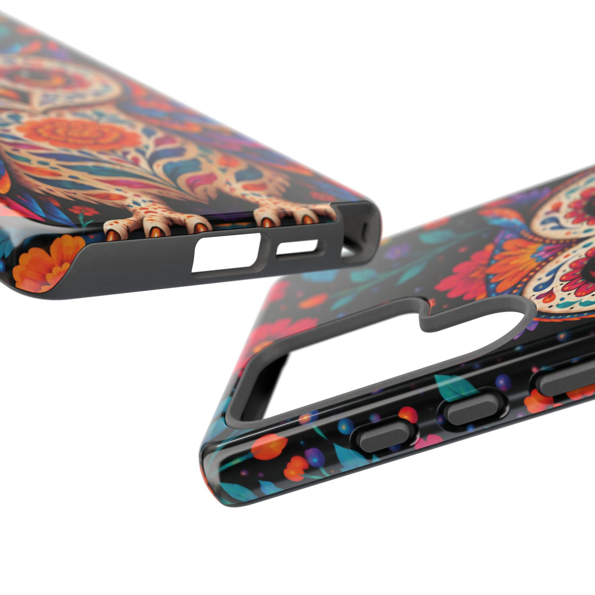 Vibrant Orange and Turquoise Calavera Owl Phone Case - Multicolor Phone Case