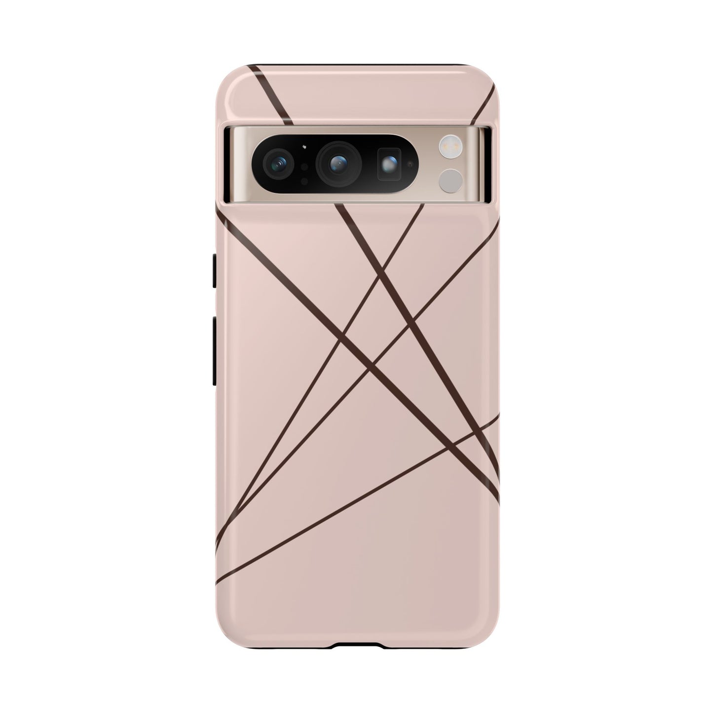 Abstract Pink with Brown Lines Phone Case - Pink Phone Case - Google Pixel 8 Pro / Glossy